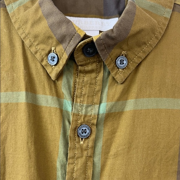 Burberry Kids Plaid Button Down Shirt - Brown and Yellow - Picture 2 of 5